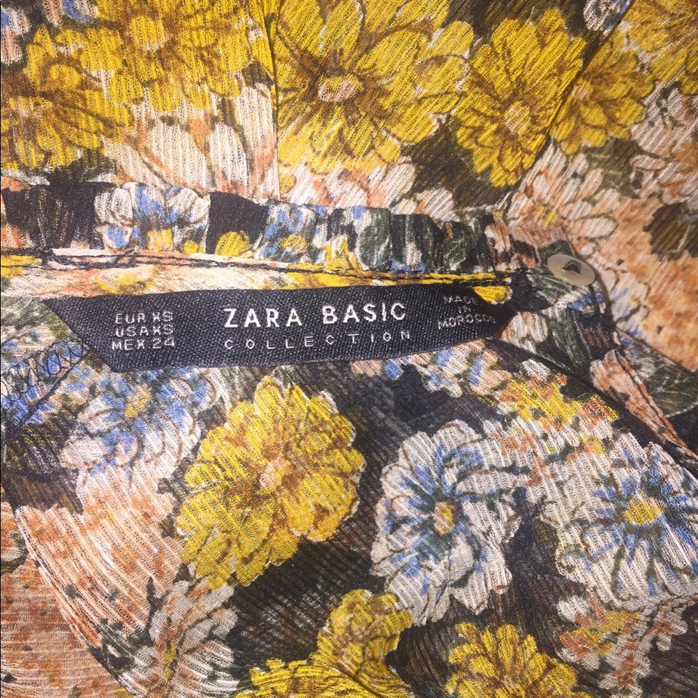 Zara Multicolor Frilly Floral Blouse XS - Picture 7 of 7